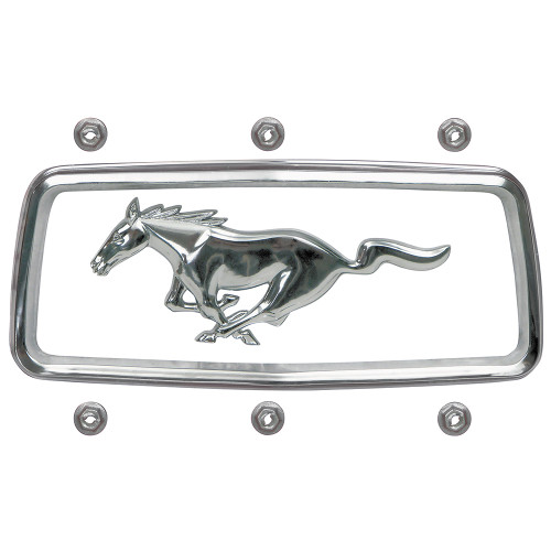 GRILLE EMBLEM SET 1968 FORD MUSTANG CHROME RUNNING PONY AND CORRAL GRILL ORNAMENT SHELBY GT-350 GT-500 (C8ZZ-8213SET)