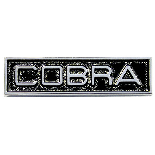 "COBRA" EMBLEM 1969 FORD TORINO 1968-70 MUSTANG SHELBY FRONT FENDER ROOF BLACK RECTANGLE (C9OB-16720A)