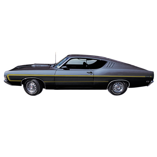 "C" BODY-SIDE STRIPE KIT 1969 FORD FAIRLANE TORINO LH RH NON-RELECTIVE VINYL TAPE DECALS SET GOLD (C9OZ-6320000GD)