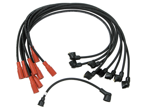 SPARK PLUG WIRES 1969-70 FORD MUSTANG BOSS 302 AUTOLITE STAMP RED - RUST-COLORED BOOTS DATE CODED SET OF 8 (C9ZZ-12259G)