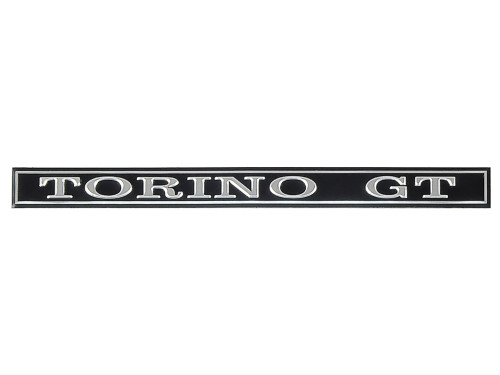 DASH EMBLEM BEZEL INSERT "TORINO GT" 1970-71 FORD TORINO GT RAISED CHROME LETTERS ON BLACK BACKGROUND (D0OZ-6504460D)