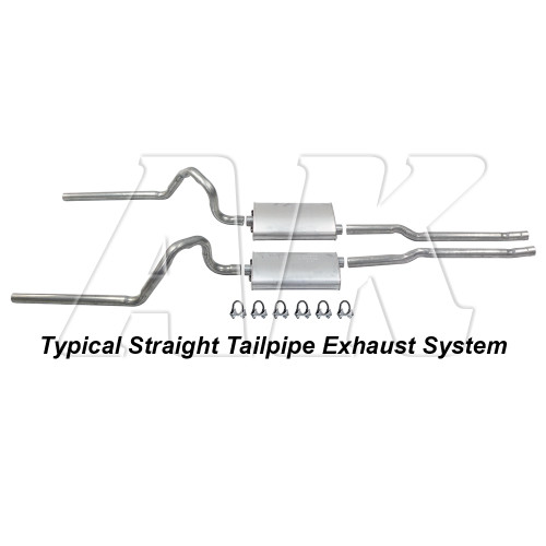 DUAL EXHAUST SYSTEM 1970-71 MERCURY CYCLONE 2.5in STRAIGHT TAIL PIPES HARDTOP GT SPOILER (D1GZ-5C21256ST)