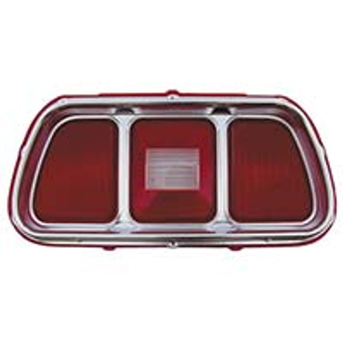TAILLIGHT LENS WITH BEZEL 1971-73 FORD MUSTANG BOSS 302 351 GRANDE MACH 1 RED CHROME (D1ZZ-13450A)