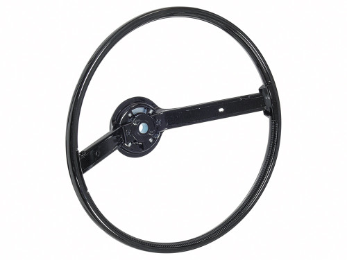 STEERING WHEEL 1970-74 FORD GALAXIE TORINO MUSTANG COUGAR 1970 FAIRLANE & MORE BLACK 2-SPOKE WITH HORN BARS (D2AZ-3600K-01)