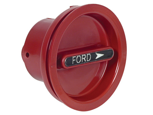 LOCKOUT HUB ACTUATING KNOB 1972-77 FORD F-250 4WD 3.5M FRONT AXLE DANA SPICER RED BLACK CENTER WHITE PRINT (D2TZ-1A029A)