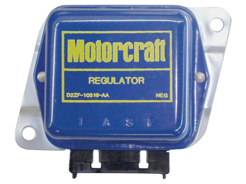 VOLTAGE REGULATOR 1973 FORD MUSTANG TORINO COUGAR F-100 BRONCO & OTHERS BLUE WITH YELLOW MOTORCRAFT LOGO (D2ZF-10316AA)