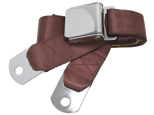 SEAT LAP BELT 60" BURGUNDY WITH CHROME AVIATION-STYLE LIFT-UP HANDLE (258-BRG-60)