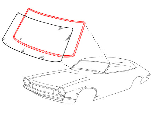 WINDSHIELD WEATHERSTRIP 71-78 FORD PINTO & MERCURY BOBCAT SEDAN WAGON HATCHBACK FRONT GLASS RUBBER SEAL (D5FZ-6203110A)