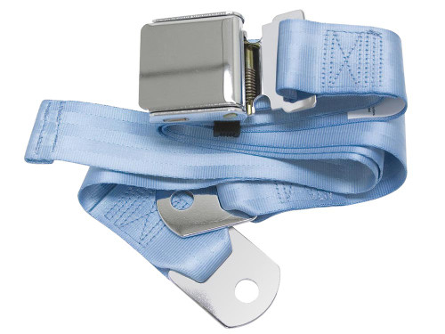 SEAT LAP BELT 60" POWDER BLUE WITH CHROME AVIATION-STYLE LIFT-UP HANDLE (258-PDB-60)