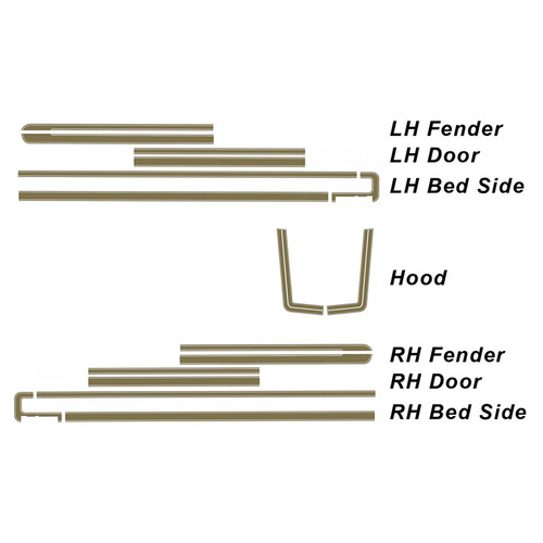 STRIPE KIT 1976 FORD F-100 THRU F-350 EXPLORER STYLESIDE PICKUP UPPER BODY SIDES & HOOD GOLD METALLIC (D6TZ-1020000GM)