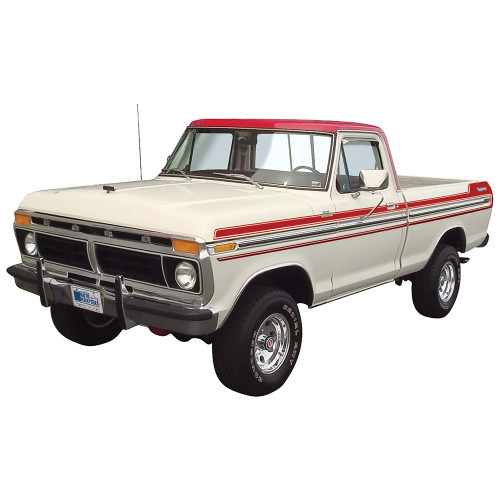 STRIPE KIT 1977 FORD F-100 THRU F-350 EXPLORER STYLESIDE PICKUP UPPER BODY SIDES & HOOD RED TOMATO (D7TZ-1020000RD)