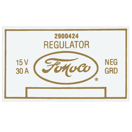 VOLTAGE REGULATOR DECAL 1958-60 F-100 F-250 F-350 1960 GALAXIE 1960-61 FALCON 1958-59 THUNDERBIRD (DF107)