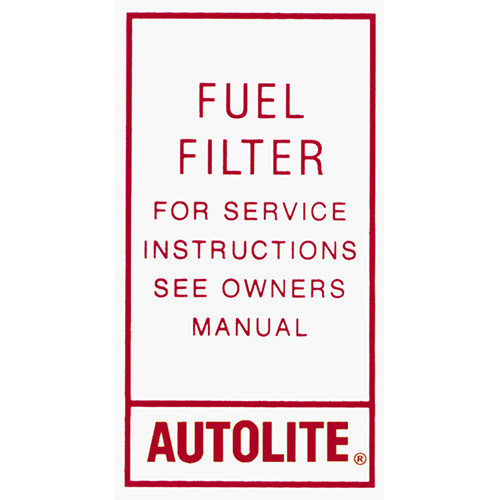 ENGINE COMPARTMENT AUTOLITE FUEL FILTER DECAL