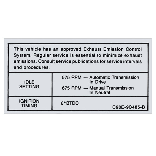 EMISSION DECAL 1969 FORD FAIRLANE TORINO MERCURY COMET MONTEGO 351 2V (DF1162)