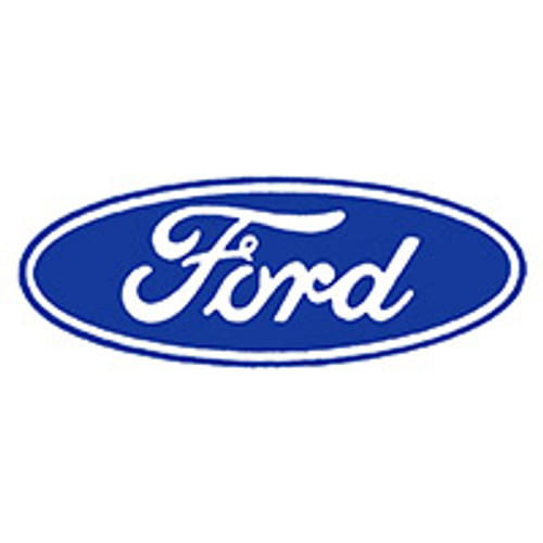 DECAL LARGE 9-1/2 INCH OVAL BLUE FORD SCRIPT LOGO ON CLEAR BACKGROUND (DF1390)