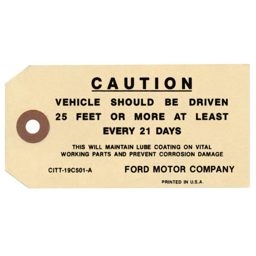 SHIFT KNOB TAG CAUTION DRIVEN 1961-69 FORDS (DF208)