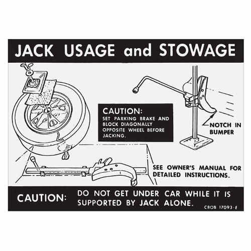 JACK INSTRUCTIONS DECAL 1966-69 FORD FAIRLANE FASTBACK STYLED STEEL WHEELS TORINO CYCLONE (DF307)