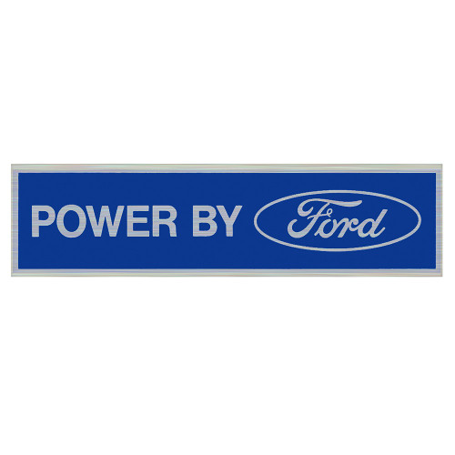 VALVE COVER DECAL "POWER BY FORD" BLUE ON SILVER (DF410)