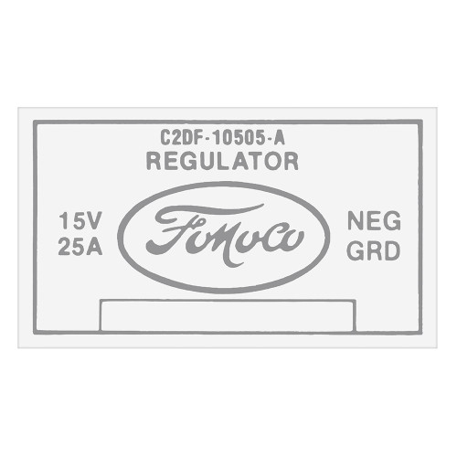 VOLTAGE REGULATOR DECAL 1964 FORD FALCON FAIRLANE GALAXIE MUSTANG WITHOUT AIR CONDITIONING (DF963)