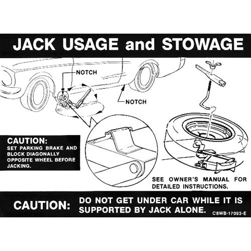 JACK INSTRUCTIONS DECAL 68 COUGAR