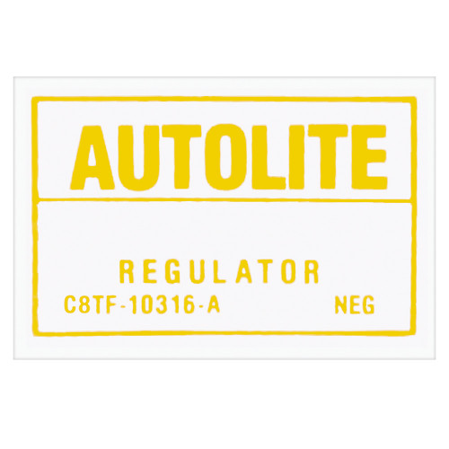 VOLTAGE REGULATOR DECAL 1968-70 CYCLONE COUGAR MONTEGO MONTEREY WITH AC THRU EARLY 1970 (DL543)