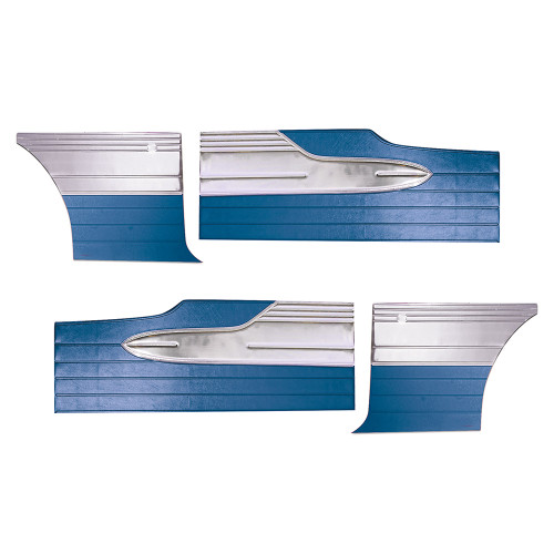 DOOR-QUARTER TRIM PANELS BLUE 1963 FORD FALCON 2-DOOR SEDAN FRONT-REAR SET (DP63FA62-02FR)