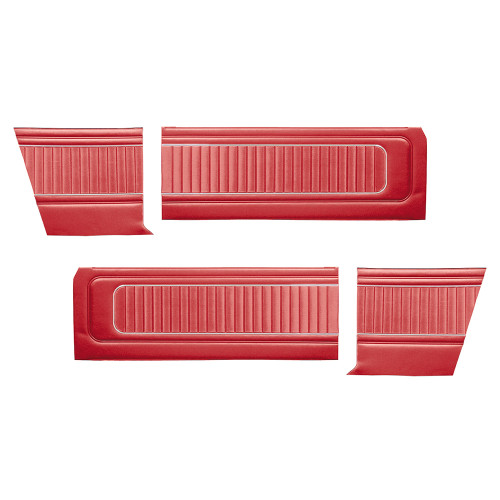 DOOR-QUARTER TRIM PANELS RED 1965 FORD FALCON HARDTOP FRONT-REAR SET (DP65FA65-03FR)