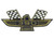 FENDER EMBLEM EARLY 1960S FORD GALAXIE FAIRLANE 390 BLACK/WHITE EAGLE CHECKED FLAGS GOLDEN TRIM & HARDWARE (C2AZ-16228G)