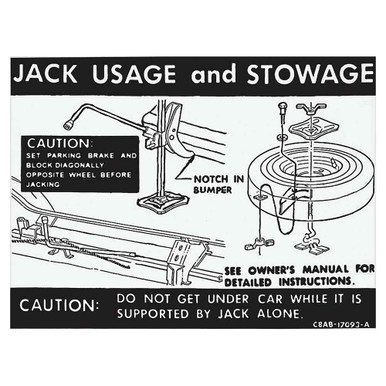 JACK INSTRUCTIONS DECAL 1968 FORD GALAXIE 500 XL CUSTOM (DF627)