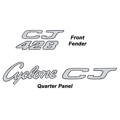 BODY SIDE DECALS 1969 CYCLONE CJ 428 SILVER WITH BLACK BORDER