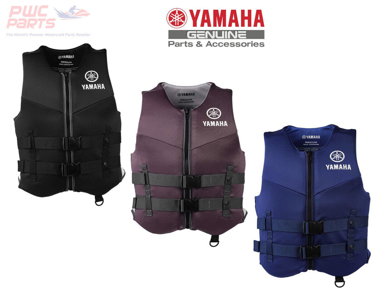 Yamaha Neoprene 2-Buckle PFD Life Jacket Vest USCG App Black Gray