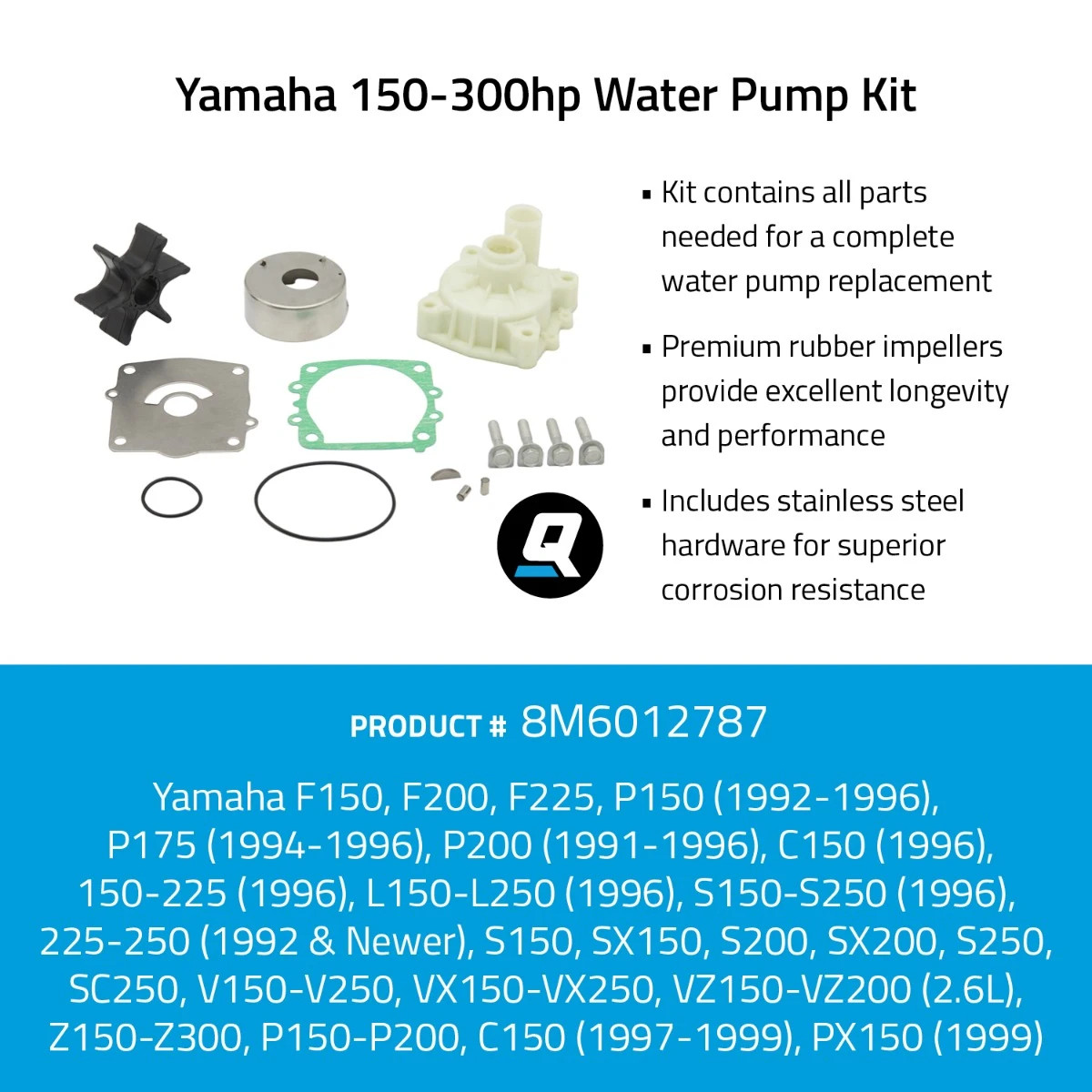 Quicksilver Yamaha 150-300HP Water Pump Kit 8M6012787