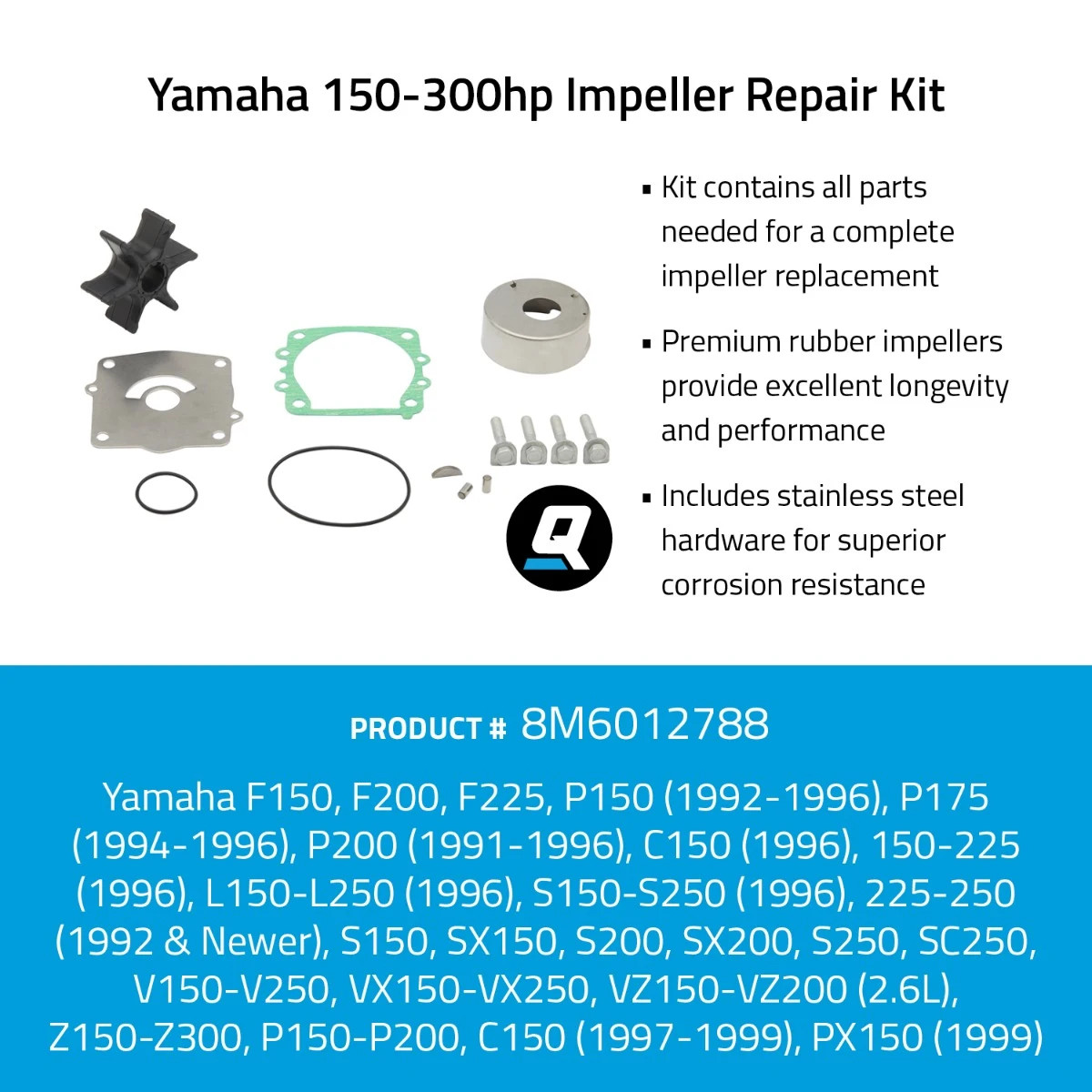 Quicksilver Yamaha 150-300HP Impeller Repair Kit 8M6012788