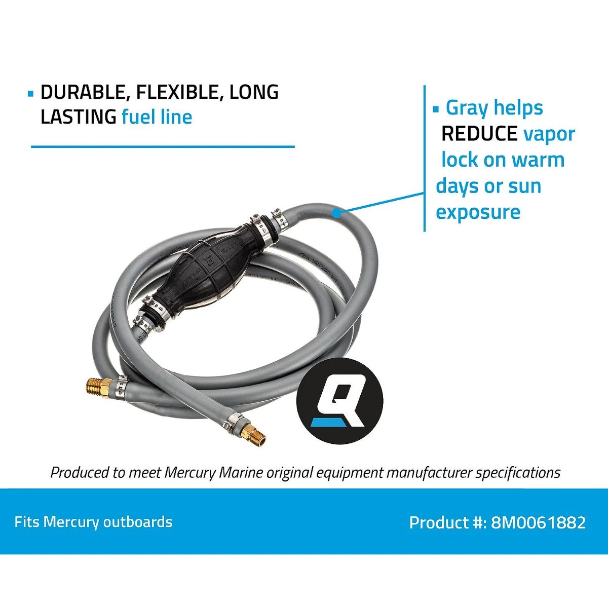 Quicksilver Fuel Line Assembly 8 Ft. Long with Primer Bulb 8M0061882 Quicksilver Fuel Line Assembly 8 Ft. Long with Primer Bulb 8M0061882