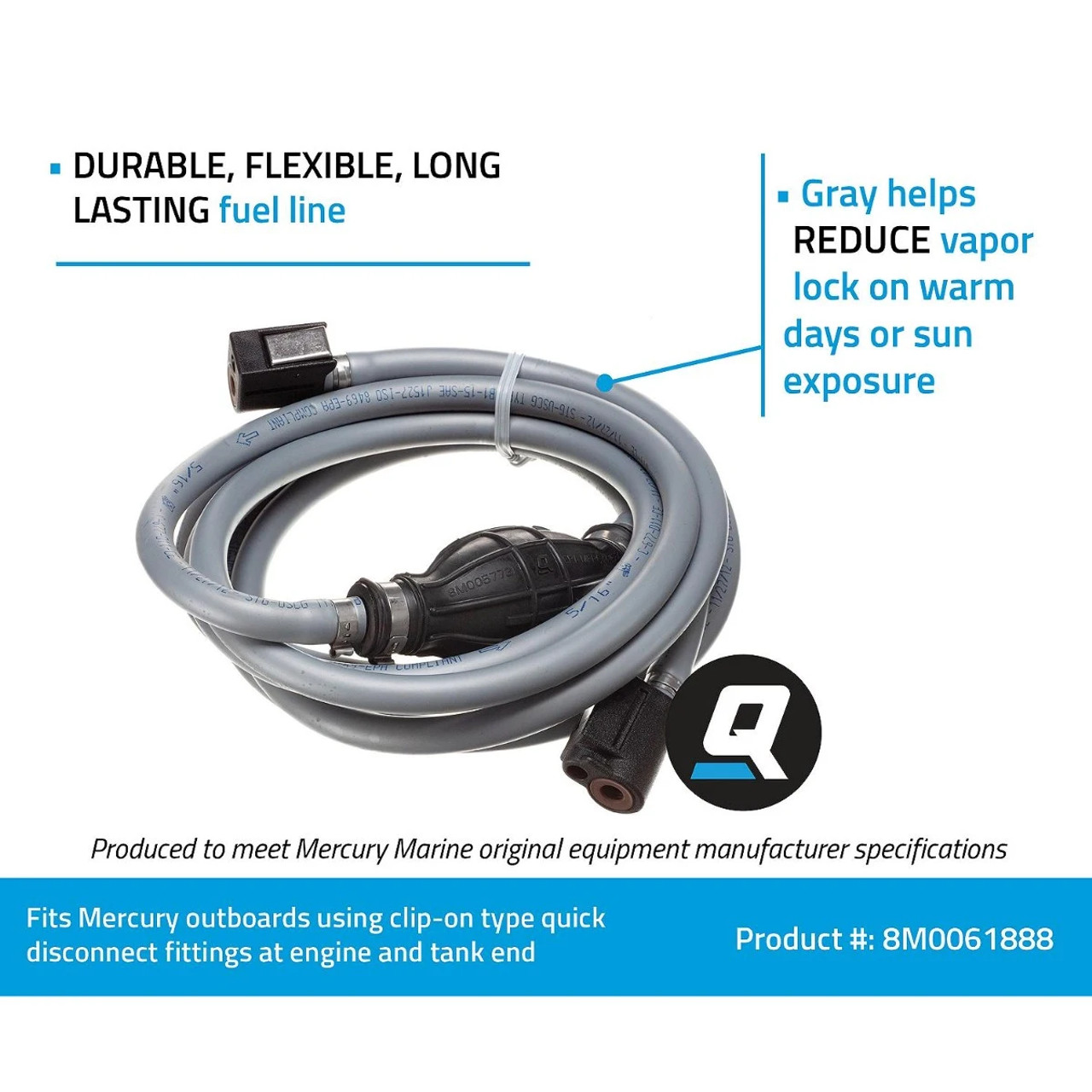 Quicksilver Fuel Line Assembly 12 Feet Long with Primer Bulb
