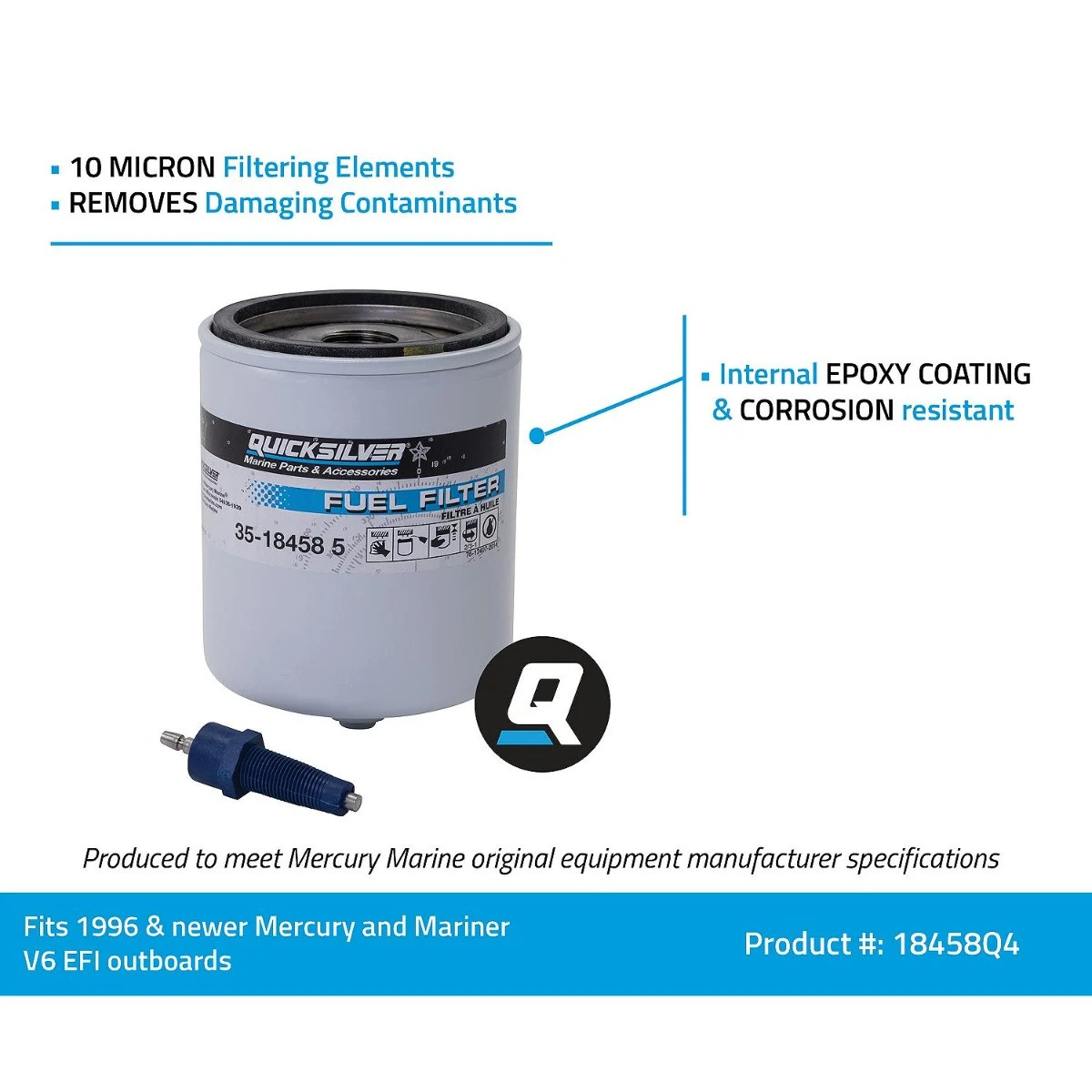 Quicksilver Water Separating Fuel Filter Kit with Blue Water