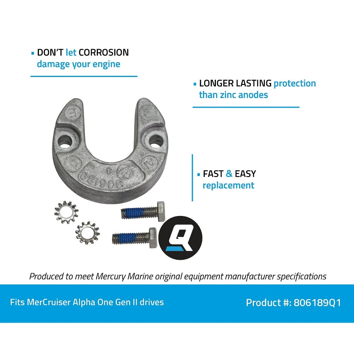 Quicksilver Aluminum Anode for MerCruiser Alpha One Gen II Drives
