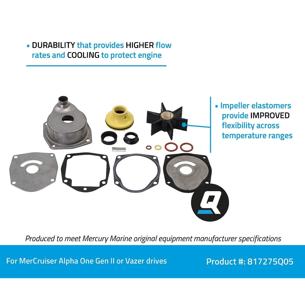 Quicksilver Upper Water Pump Repair Kit for MerCruiser, Alpha One
