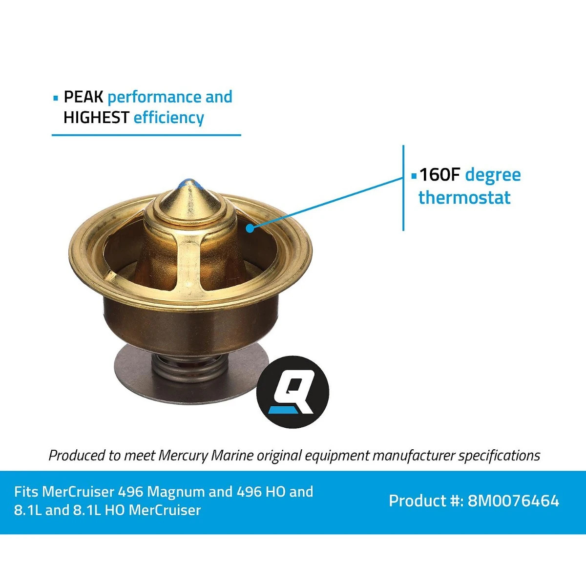 Quicksilver Replacement Thermostat MerCruiser 496 Mag 8M0076464