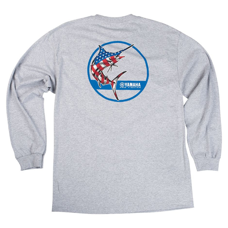 YAMAHA PRO Fishing Patriotic Marlin Long Sleeve Tee Gray CRP-18LML-GY