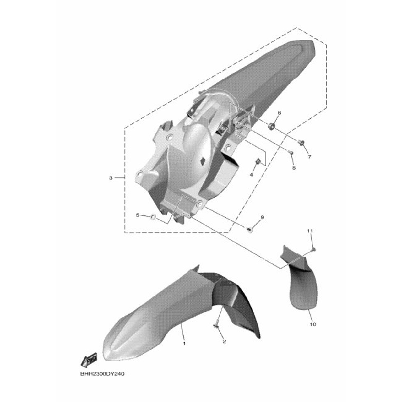 YAMAHA OEM YZ Front Fender Blue YZ250F YZ250FX YZ450F