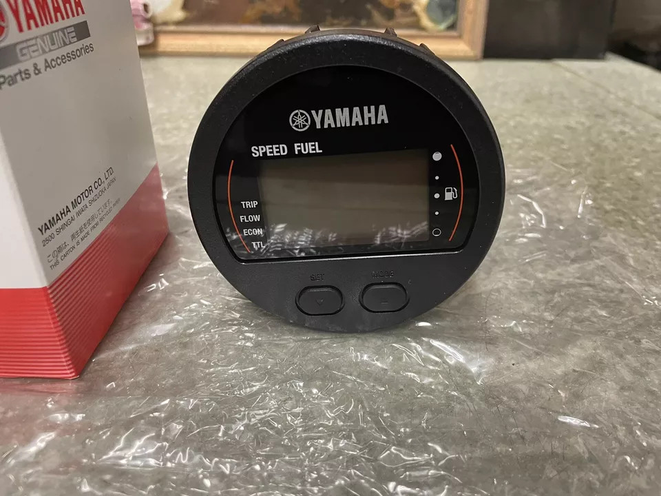 YAMAHA TW255E スピードメーター、インジケーター純正実動18696k YAMAHA OEM Gauge Round Speedometer Fuel Management 6Y8-83500-21-00