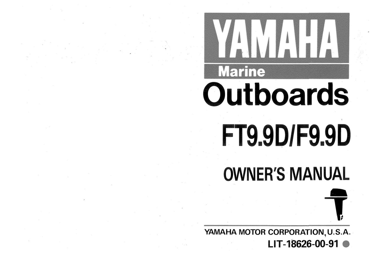 YAMAHA OEM Owner's Manual (MFG 1990) FT9.9D, F9.9D - LIT-18626-00