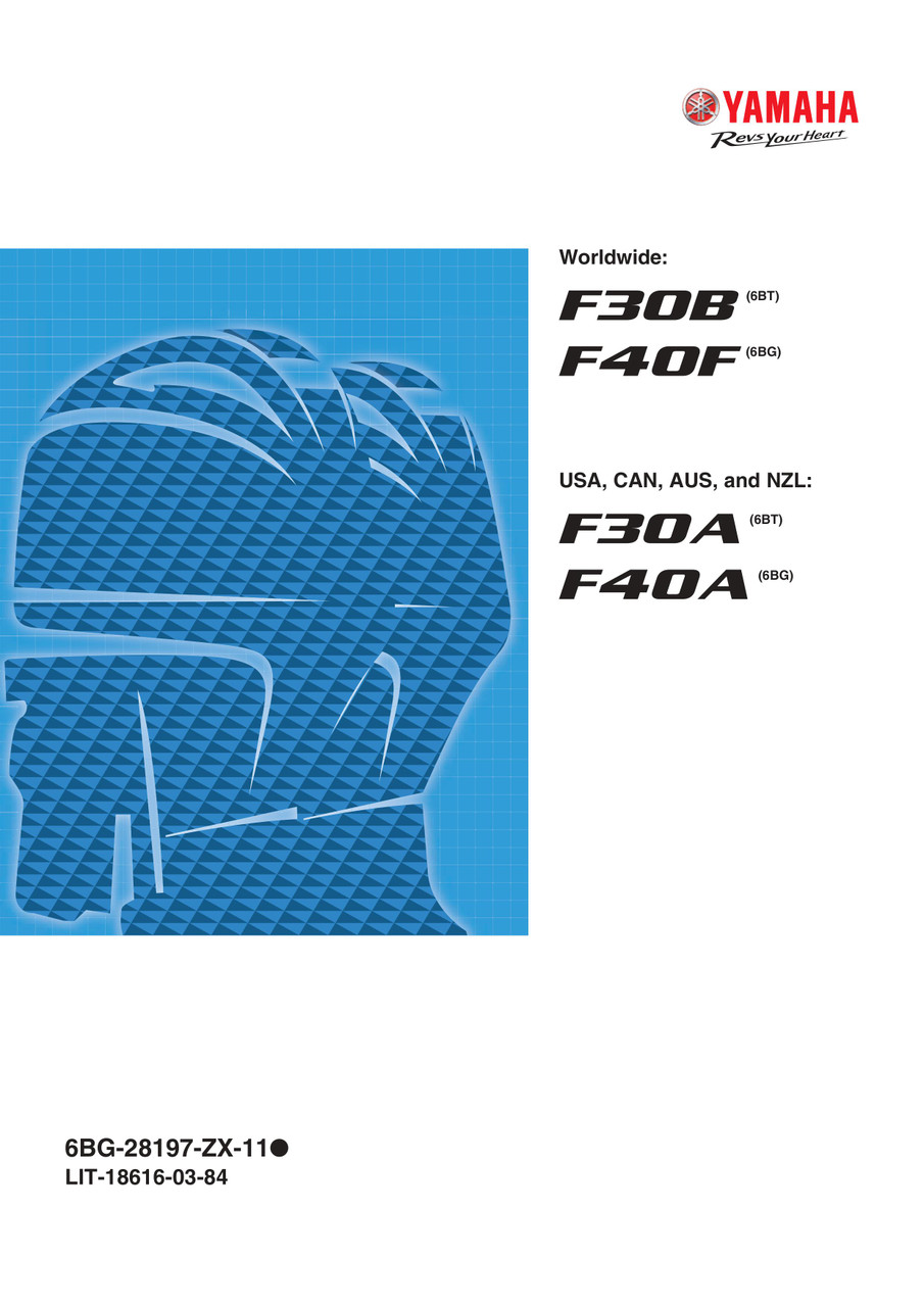 YAMAHA OEM Service Manual - F30A/F40A - LIT-18616-03-84 (2019-2025