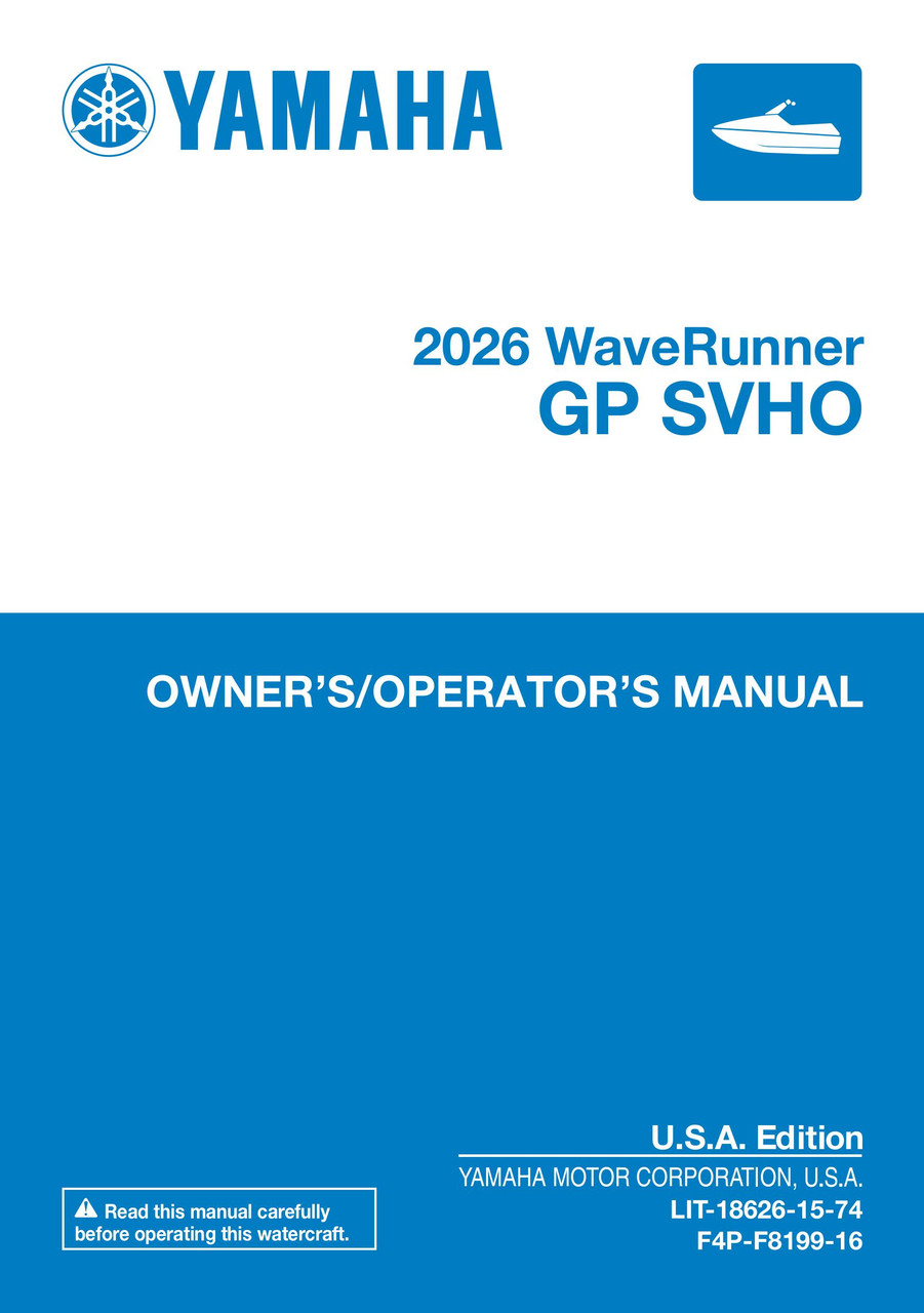 YAMAHA OEM Owner's/ Operator's Manual 2026 - GP SVHO - LIT-18626