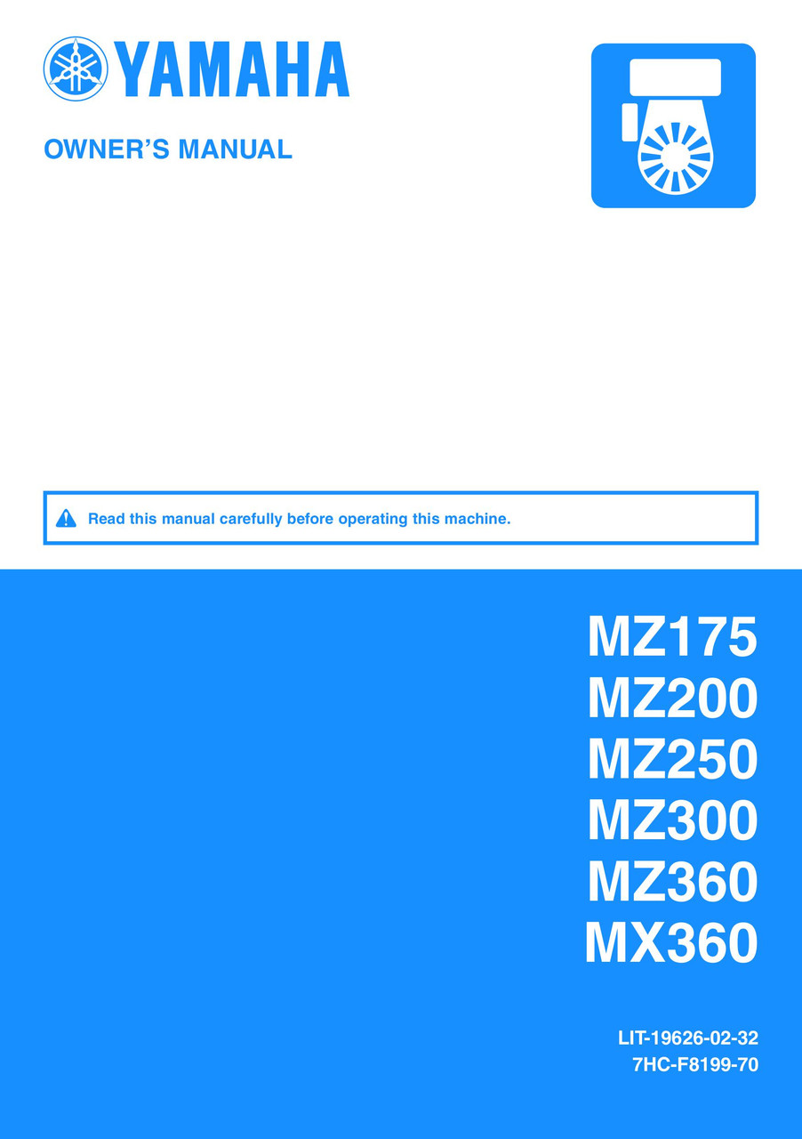 YAMAHA OEM Owner's Manual - MZ175 / MZ200 / MZ250 / MZ300 / MZ360