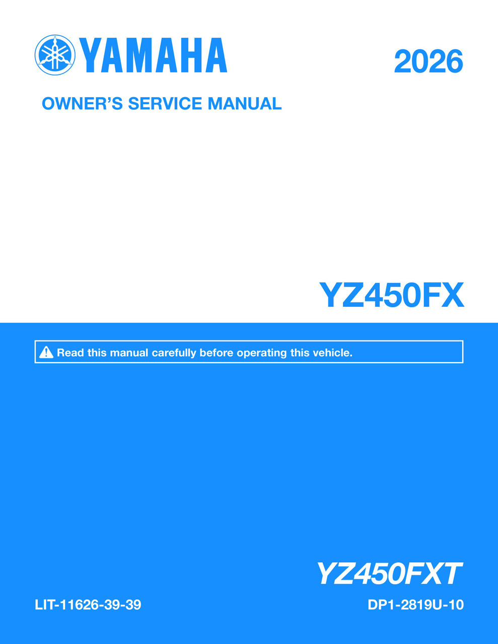 YAMAHA OEM Owner's / Service Manual - 2026 YZ450FX - LIT-11626-39