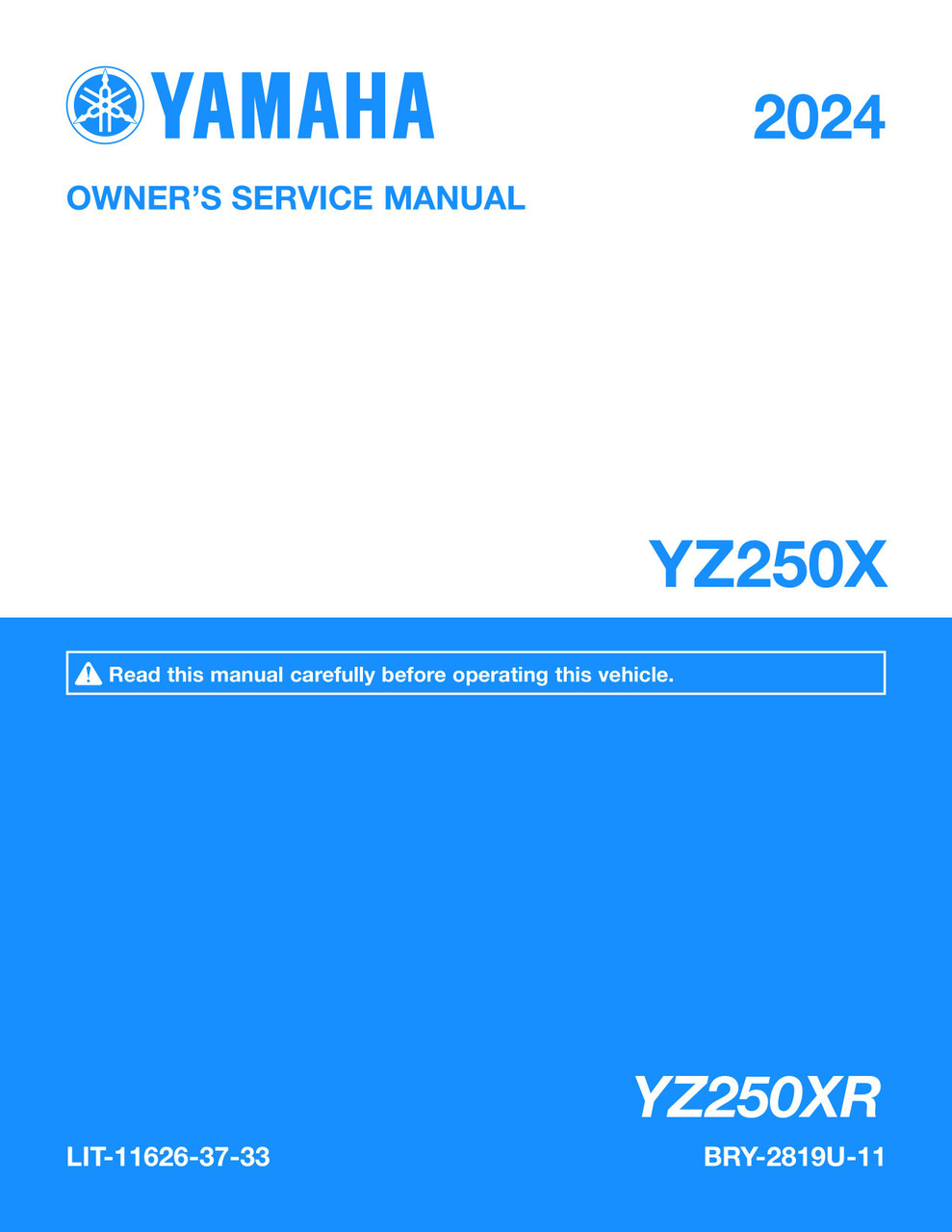 ysページ YAMAHA OEM Owner's / Service Manual - 2024 YZ250X - LIT-11626-37