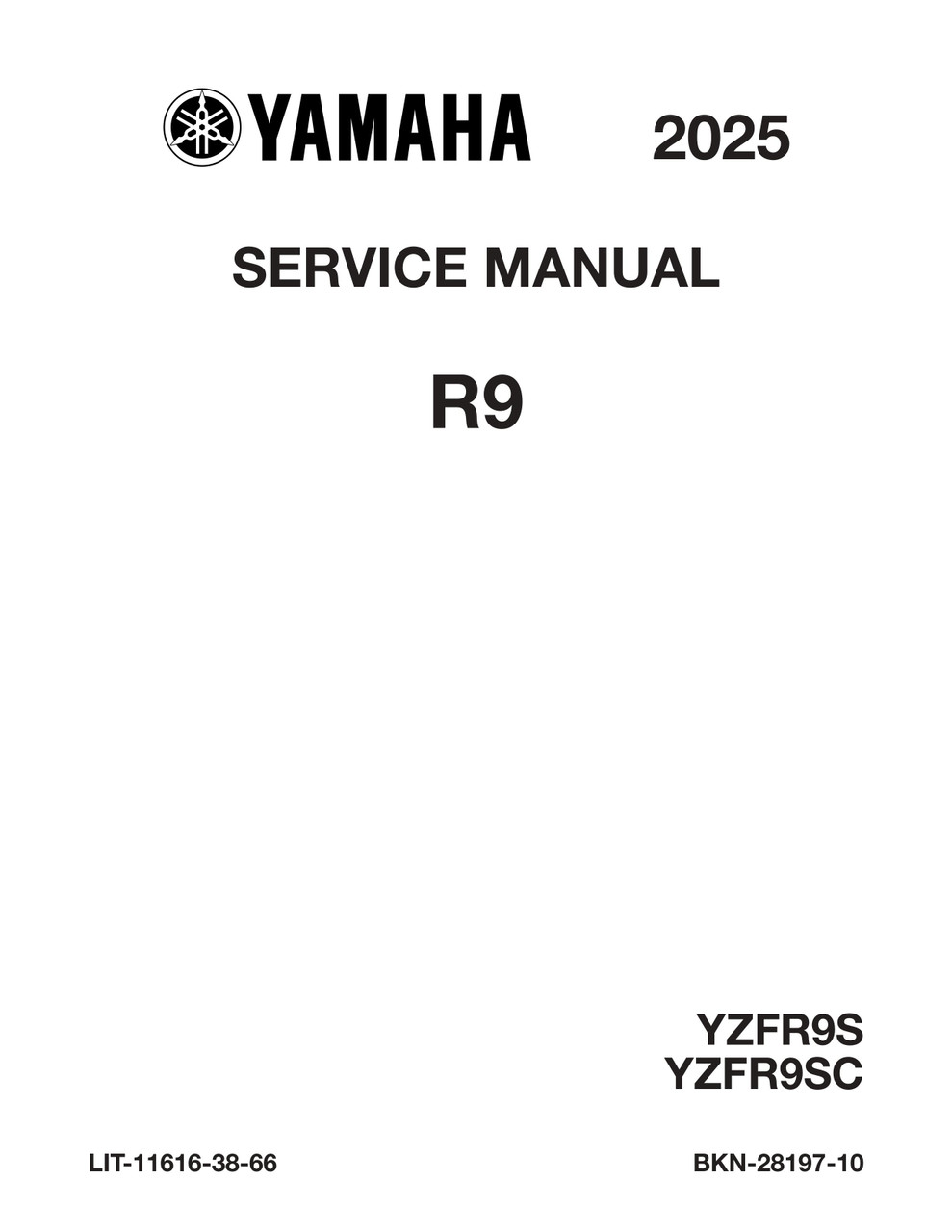 YAMAHA OEM Service Manual - 2025 - 2026 YZF-R9 - LIT-11616-38-66
