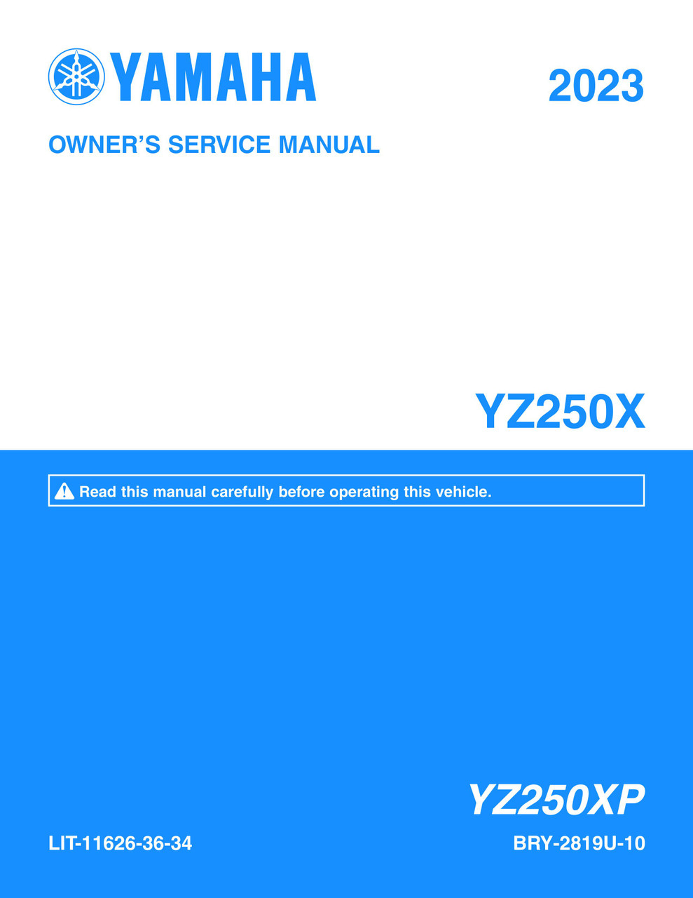YAMAHA OEM Owner's / Service Manual - 2023 YZ250X - LIT-11626-36